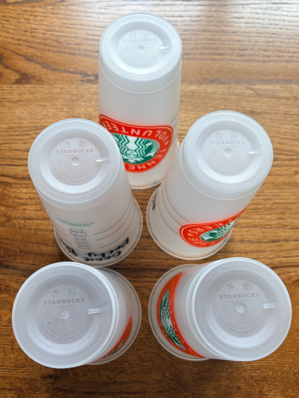 Starbucks set of 5 Tennessee Volunteers 24 oz frosted, plastic cold drink cups - Picture 7 of 16